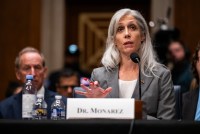 Former CDC Director Susan Monarez speaks inside a Senate hearing room.